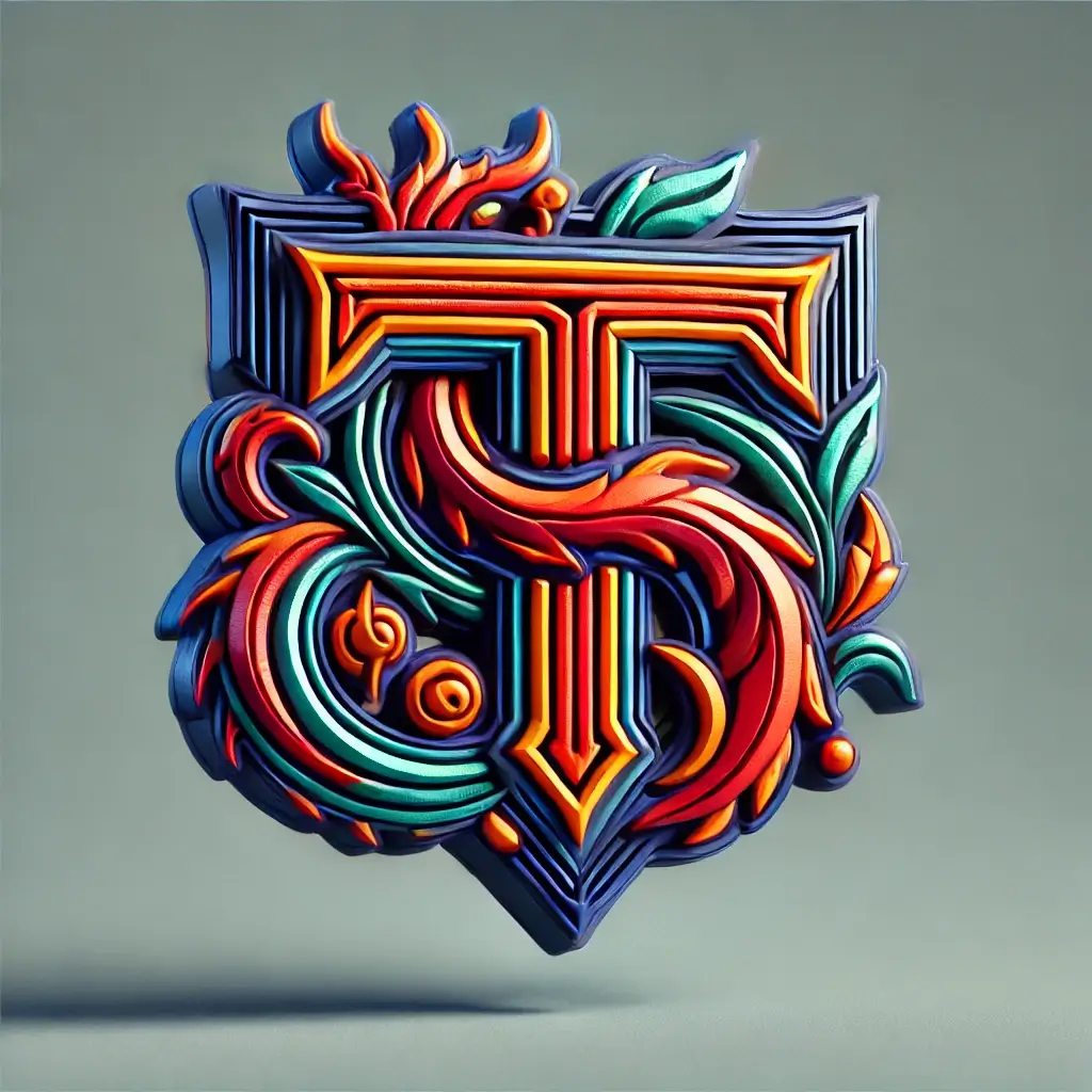 A bold raised 3D puff logo with sharp detailing