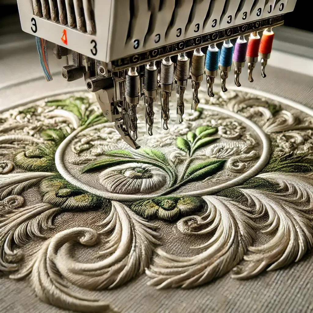 Embroidery Machine Working on Flat Stitch Designn